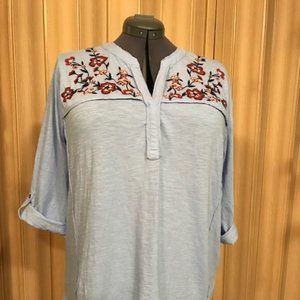 Style & Co 3X Periwinkle Haze embroidered shirt